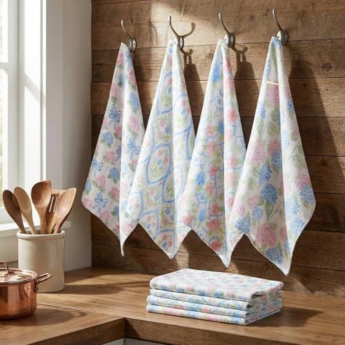 36 Pack Reusable Kitchen Cloths Cotton Towels, Pastel Hydrangea - Image 6