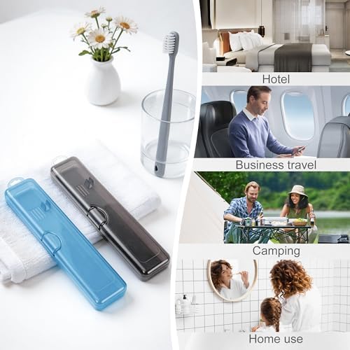 Travel Toothbrush Holder (10-Pack, Gray,Blue) - Image 4