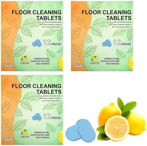 12pcs Floor Cleaning Solution Tablet, 2026 New Deep Cleans for Multiple Hard Floors, Tile and Vinyl Floors, Fresh Lemon Scent, Compatible with Robot Mops & Wet/Dry Vacuums (1) by BNGXR