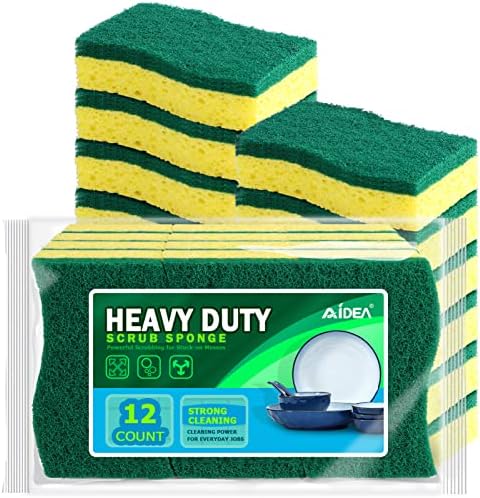 AIDEA Sponges Kitchen-12Count, Heavy Duty Scrub Sponge, Dish Sponges by AIDEAHOME