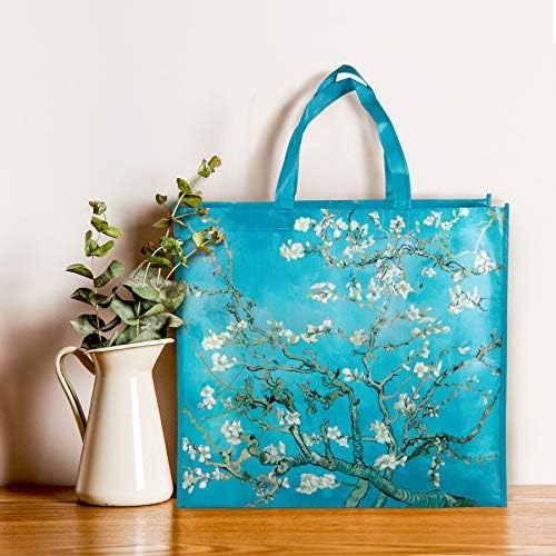 NymphFable Almond Blossom Shopping Bags, 6 Pack Reusable Grocery Tote Bag - Image 3