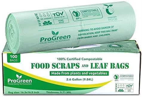 Compostable Trash Bags 2.6 Gallon, 100 Count, Extra Thick 0.71 Mil, Small Compost Kitchen Bin Bags, Food Scraps Yard Waste Bags, Compost ASTM D6400 BPI and TÜV AUSTRIA Certified. - Image 3