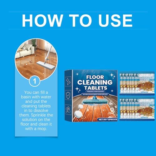 Effervescent Floor Cleaning Tablets, 12pcs Floor Cleaning Tablets, Floor Cleaner Tablets for Mopping with Minor Scratch Repair, Multi-Surface Dissolvable Cleaning Solution (2pcs) - Image 5
