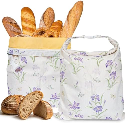Beeswax Bread Bags, 2 pcs Reusable Bread Bags for Homemade Bread, by FUNCOO