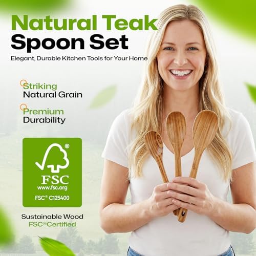 AIUHI 3Pcs Wooden Spoon Set, Different Size Wood Spoons for Cooking, Wooden Kitchen Utensils Set for Mixing, Serving and Eating - Image 2