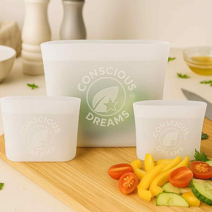 Reusable Bags Dishwasher Safe, Leakproof Reusable Freezer Bags, BPA Free Healthy Food Storage Contaizers Sandwich Snack Baggies for Lunch Travel