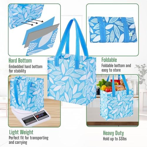 VENO 2/4 Pack Compact Reusable Grocery Shopping Bags with Hard Bottom - Image 3