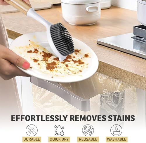 Bamboo Dish Brush with Handle – Kitchen Dish Brush with Nylon Bristles - Image 7