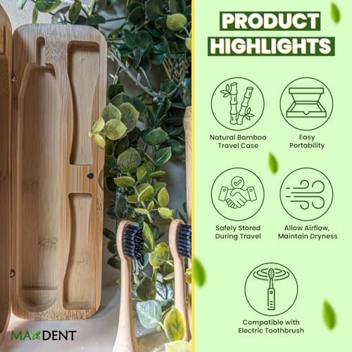 Natural Bamboo Toothbrush Holder, Wooden Bathroom Organizer with 3 Compartments, Freestanding Decorative Storage for Manual and Electric Brushes, Compact Design (12 x 4 x 3.5 Inch) - Image 6