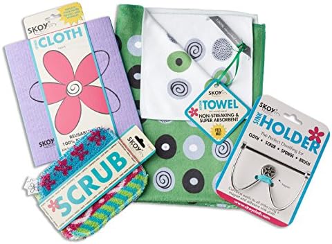 Skoy Cloth - 2-Pack Eco-Friendly & Reusable Swedish Dishcloth, for Kitchen & Household Use, Plastic-Free Packaging, Dishwasher Safe, Designer Series – Dots/Abstract, White Cloth - Image 5