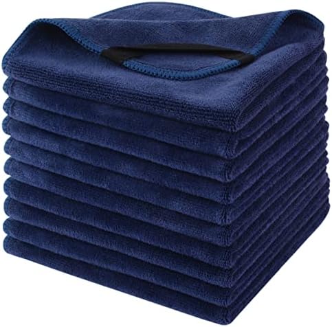 SINLAND Microfiber Facial Cloths Fast Drying Washcloth 12inch x 12inch (Pack of 10, Navy Blue) by SINLAND