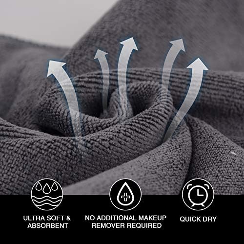 SINLAND Brushed Microfiber Facial Cloths Fast Drying Washcloth 12inch x 12inch Absorbent Face Wash Cloth Soft Makeup Remover Cloths - Image 3