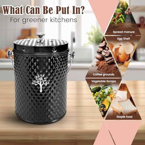AOSION Countertop Compost Bin, Odor-Free Food Waste Container with 50 Bags - Image 4