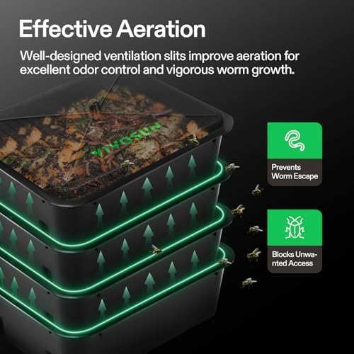 VIVOSUN 5-Layer Worm Compost Bin, 50L Worm Composter, Easy Setup Inclusive Worm Farm Kit for Recycling Food Waste - Image 4