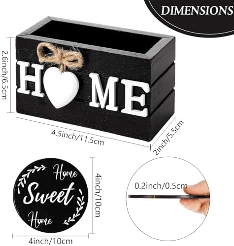 Queekay House Warming Gifts New Home Farmhouse Coasters Set of 6, Black - Image 2