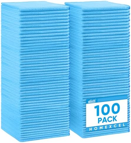 HOMEXCEL 100PK Microfiber Cleaning Cloth, Cleaning Rag for Home, 11.5x11.5 by HOMEXCEL