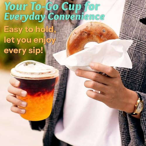 Homestockplus 100 Pack 12 oz BPA-Free Clear Plastic Cups with Sip Lids - Leak-Proof Round Bottom Disposable Iced Coffee Cups for Kids, To-Go Drinks, Smoothies, Juice & Small Portion Cold Beverages - Image 5
