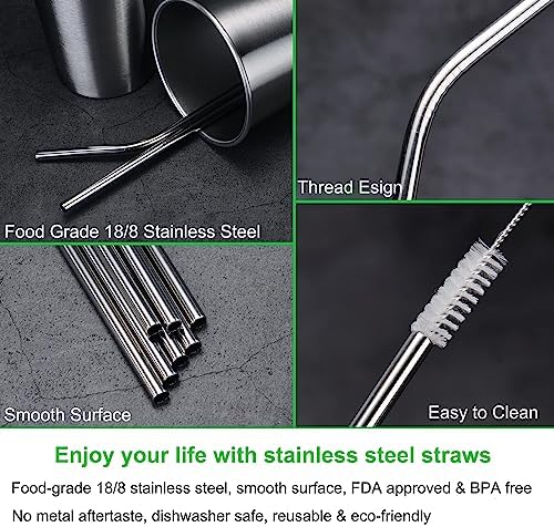 Vinaco 12 Pack 0.24" Wide Reusable Stainless Steel metal Straws - Image 3