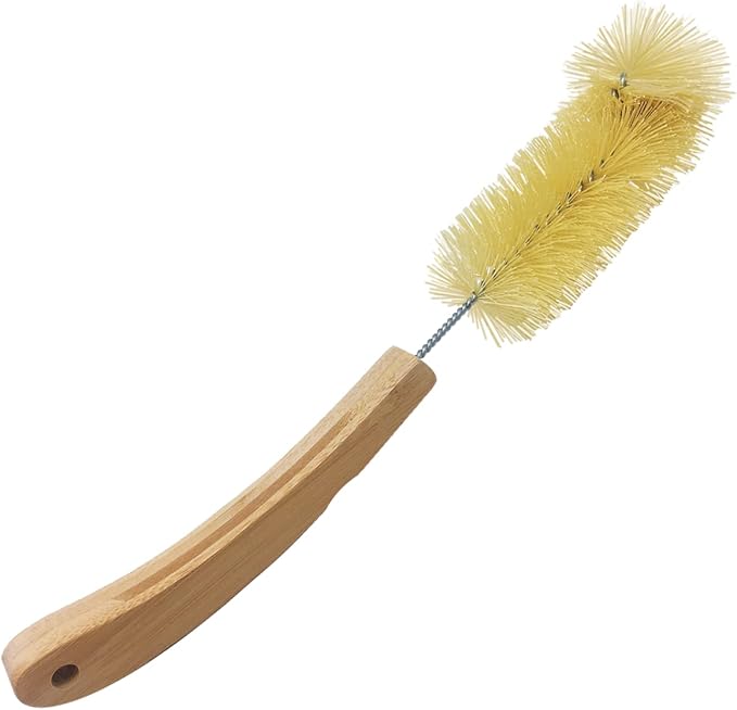 LOLA Bamboo Bottle Brush, Ergonomic Durable Bamboo Handle, Non Scratch, Easy Storage, Bristles Made from Recycled Soda/Water Bottles - 1 Pack