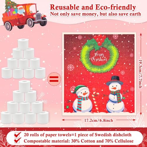 Lucomb 8 Pack Christmas Swedish Dishcloths Reusable, Kitchen Sponges Soft Absorbent Swedish Towels Dish Cloths Washable Decorative for Kitchen Washing Dishes Bathroom Office Hand Towel Cleaning - Image 4