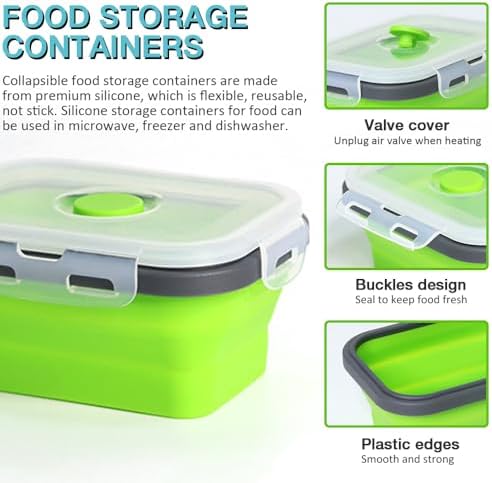 Small Collapsible Silicone Food Storage Container 3 Pack(12 Oz) - Image 3
