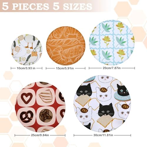 5Pcs Reusable Beeswax Elastic Bowl Covers for Bread Proofing and Food Cover - Image 2
