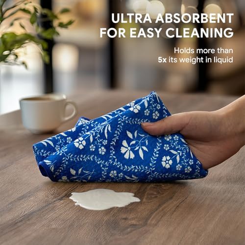 RECYCO Waffle Kitchen Towel Set of 2 - Quick Dry Microfiber Sustainable Dish Towels - Ultra Absorbent Reusable Cleaning Tea Towels - Lightweight Hand Towels,16”x 28”, Coastal Bliss - Image 4