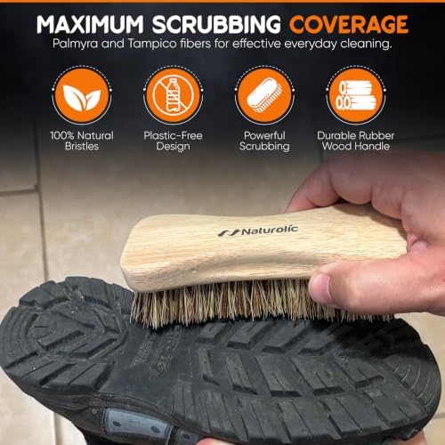 All-Natural Wooden Scrub Brush Set | Wooden Handle | Palmyra Bristle Brush for Cleaning | Eco Friendly Cleaning Products | Scrub Brush Set of 2 - Image 3