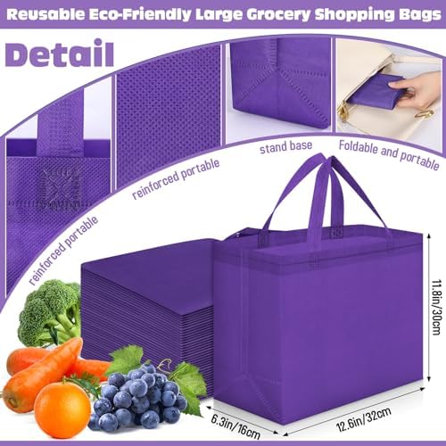Windyun Reusable Grocery Bags Non Woven with Handles - Image 2