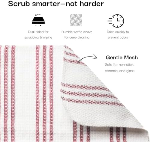 20Pc Kitchen Towels and Dishcloths Sets, Kitchen Essentials For Home- Pink - Image 2