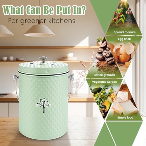 AOSION Countertop Compost Bin, Odor-Free Food Waste Container with 50 Bags - Image 5