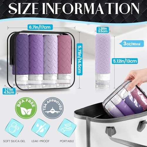 Silevoler Travel Bottles for Toiletries, TSA-Approved Travel Size Container - Image 3