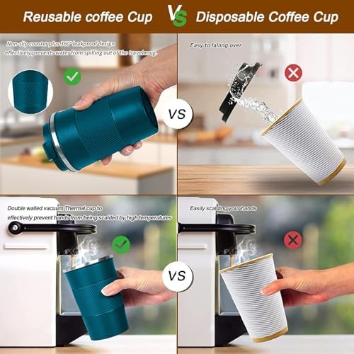 Insulated Travel Coffee Mug, Stainless Steel Coffee Cup with Leakproof Lid - Image 5