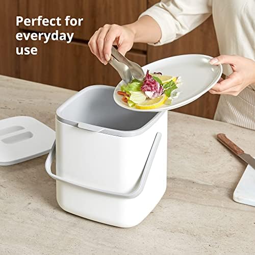 Blue Ginkgo Kitchen Compost Bin, 5L Countertop Compost Bin, Dark Grey - Image 3