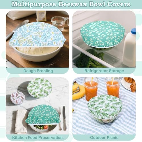 5Pcs Reusable Beeswax Elastic Bowl Covers for Bread Proofing and Food Cover - Image 5