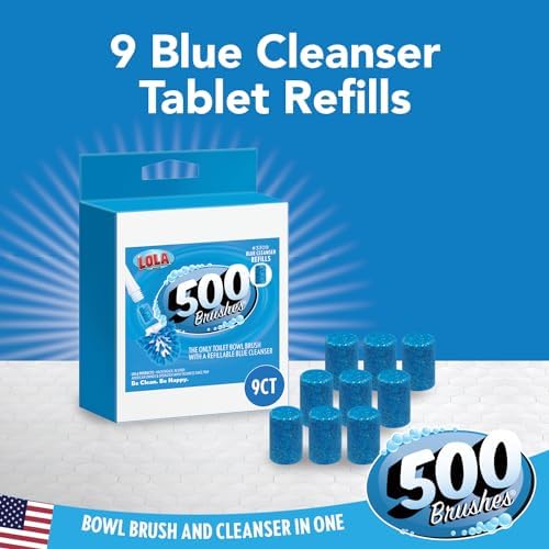 500 Brushes Blue Toilet Bowl Cleanser Tablet Refills, 9 Pack, Replacement Toilet Bowl Cleaner Tablets, Each Tablet Lasts Up to 4 Months - Image 6