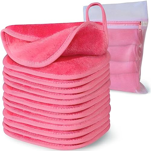 NATWAG | Reusable Update Makeup Removing Microfiber Cloth for Sensitive Skin | Washable Makeup Remover Towels | Natural Facial Cleansing Towels (6”x 6”, 12 Pack/Pink) by Natwag