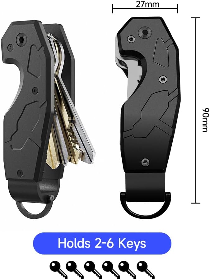 Compact Metal Aluminum Key Organizer, Minimalist Innovative Keyholder-Car Key Chain, Smart KeyChains Key Case up to 6 Keys