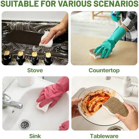 12 Pack Natural Cellulose Non-Scratch Kitchen Scrub Sponges for Dish - Image 6