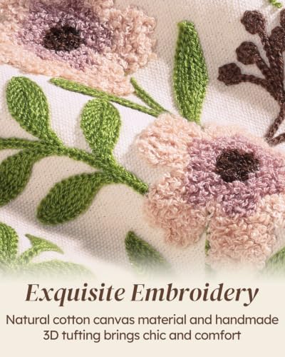 Floral Embroidery Canvas Tote Bag with Magnetic Closure for Daily - Image 4
