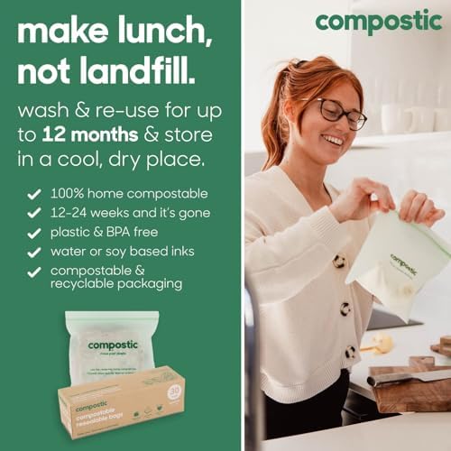 Compostic Compostable Snack Bags, 100 Ct Essential, Zip-Seal - Image 5