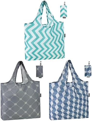 HOLYLUCK Reusable Grocery Bags,Heavy Duty Foldable Shopping Tote Bag (Standard, Geometric Patterns) by holyluck