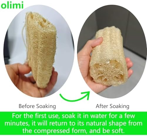 OLIMI Natural Luffa Scrubber for Dishes (4-Pack), 100% Loofah Sponge for Kitchen Cleaning, Non-Scratch Scrub Pads for Pots Pans Glass, 12cm/4.7 inch Each, Eco-Friendly Dishwashing Tools - Image 5