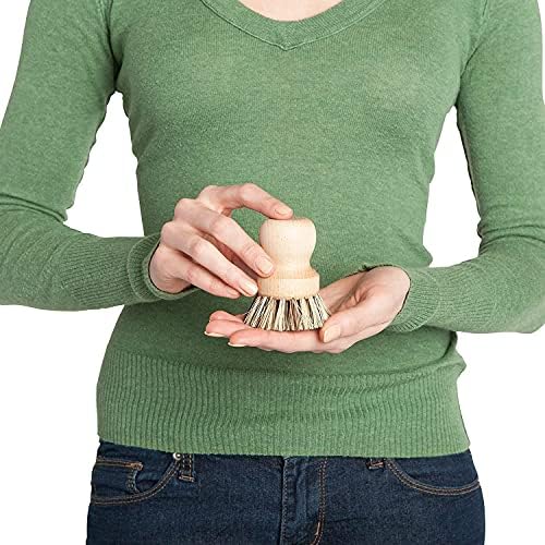 Redecker Pot Brush, Union Fiber, 2-Pack Heavy Duty Scrub Brushes for Pots, Cast Iron & Baked-On Residue, Beechwood, 2.6-Inch Round, Made in Germany - Image 2