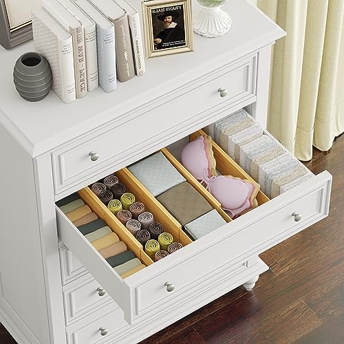 BAMEOS Bamboo Expandable Drawer Dividers – Fits 16.65"–22" Drawers, 4" Extra Deep Walls, Set of 4 | Maximum-Height Spring-Loaded Organizer for Deep Kitchen, Bathroom & Dresser Drawers - Image 7