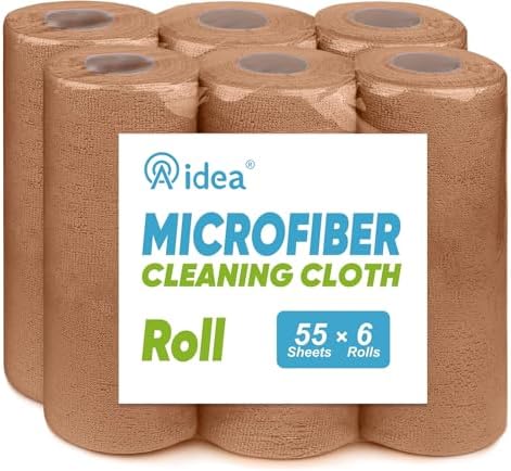 AIDEA Microfiber Cleaning Cloth-330 Sheets 6 Roll,Cleaning Rags 11×9" Brown by AIDEAHOME