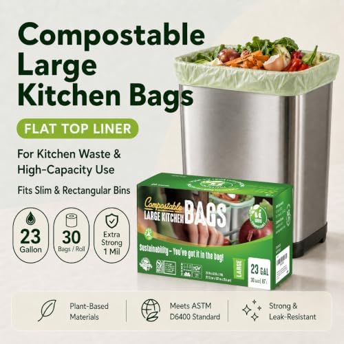 UNNI 20-23 Gallon Compostable Bags, 30 Count, 87 Liter, Extra Thick 1.0 Mil - Image 2