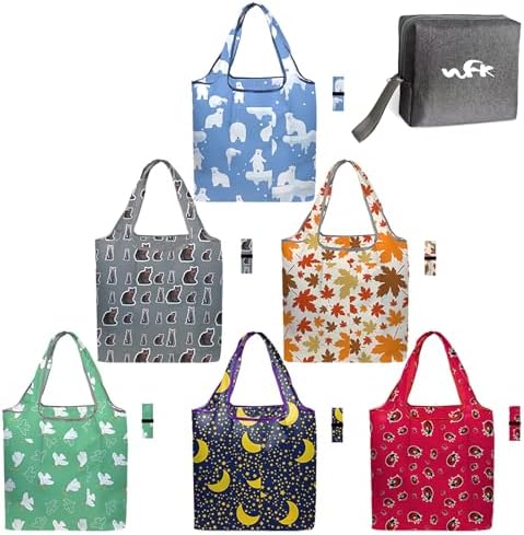 WFK Reusable Grocery Bags With Storage Box, Foldable Shopping Totes by WFKWorshipQualityFirst
