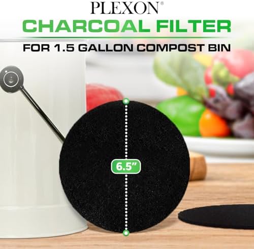 Plexon 10 Packs Charcoal Filters for Compost Bucket Countertop Bin 1.5 Gallon - Kitchen Natural Home Compost Bin Filter - Replacement Refill, Round 6.5 inch - Image 2