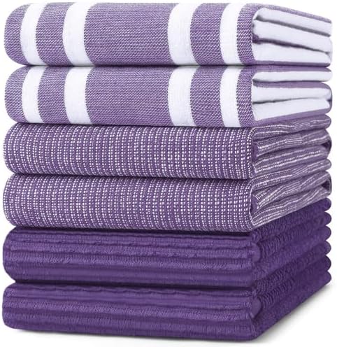 Homaxy Cotton 380 GSM Premium Kitchen Towels, 18"x 28", 6 Pack, Purple by Homaxy